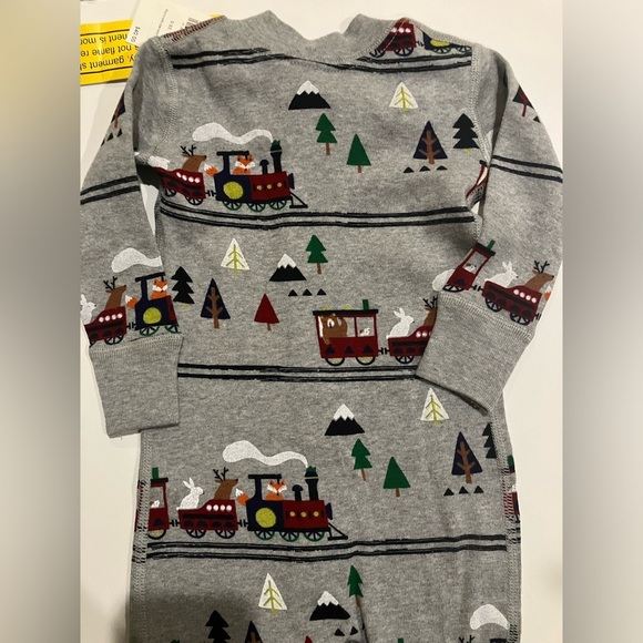 NWT - Winter - trains w/ animals - Hanna Andersson Organic pajamas - Size 3-6 m - Picture 6 of 7
